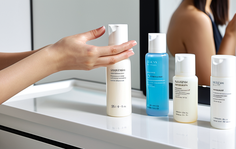 Skincare Routine Steps**

"Close-up of a Japanese woman's hands gently applying lotion to her face, demonstrating a skincare routine, with various skincare products (face wash, toner, serum, moisturizer, sunscreen) arranged neatly on a clean, minimalist vanity table in a bright, natural light setting, focus on skincare steps, professional, family-friendly, fully clothed, safe for work, appropriate content, perfect anatomy, correct proportions, natural pose, well-formed hands, proper finger count, natural body proportions, high quality."

**