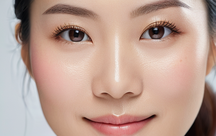 피부과 부위별 시술 종류 - **Prompt:** A high-resolution, professional portrait of a confident and elegant Japanese woman in he...