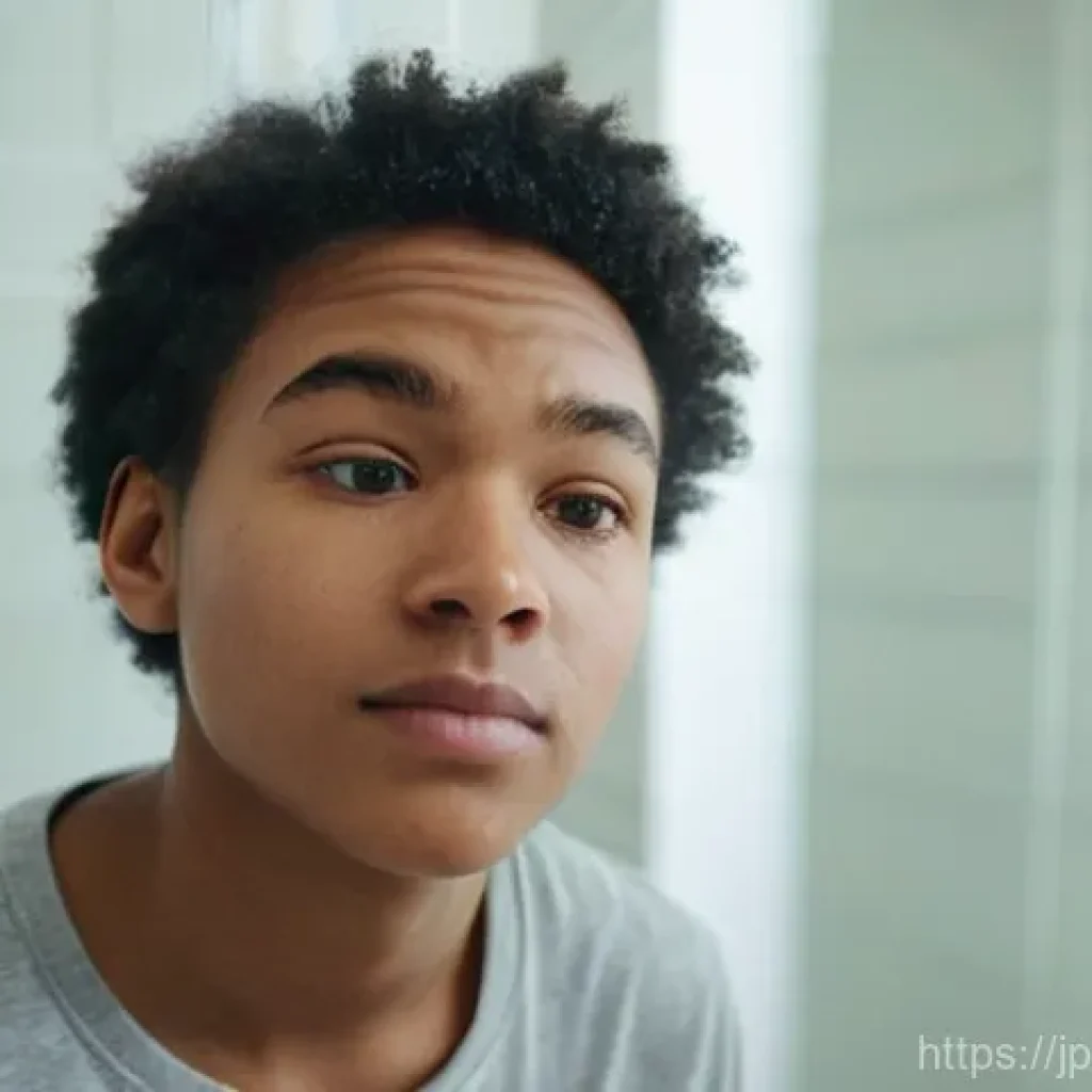 여드름 전문 피부과 추천 - **Prompt:** A close-up portrait of a young adult (18-25, gender-neutral) with a concerned yet hopefu...