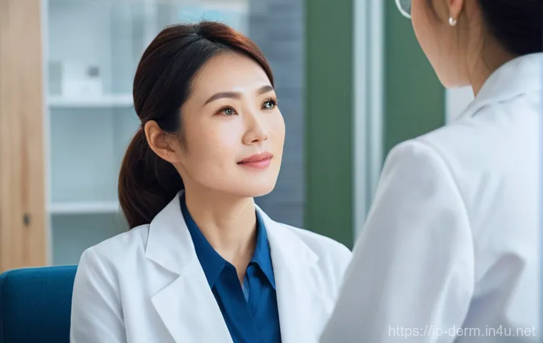 기미 제거 레이저 비용 - **Prompt:** A discerning Japanese woman in her late 30s or early 40s sits attentively in a brightly ...