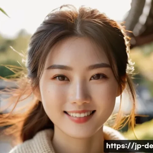 Home 29 기미와 주근깨 차이 - A close-up portrait of a young Japanese woman with light brown freckles evenly scattered across her ...